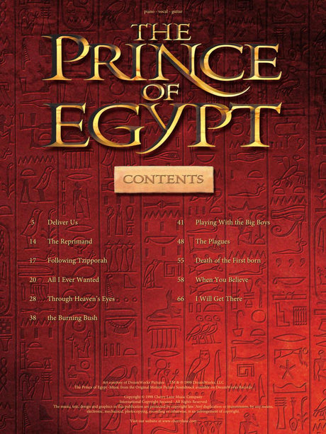 prince of egypt piano vocal and guitar sheet music list