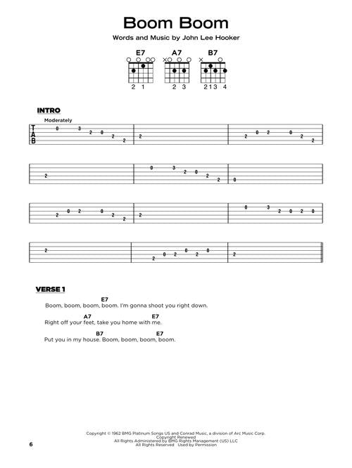 really easy guitar sheet music boom boom song