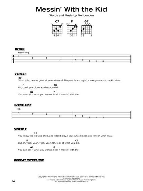 really easy guitar sheet music of messin with the kid