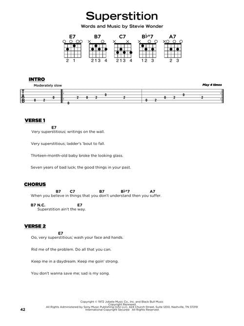 really easy guitar sheet music superstition