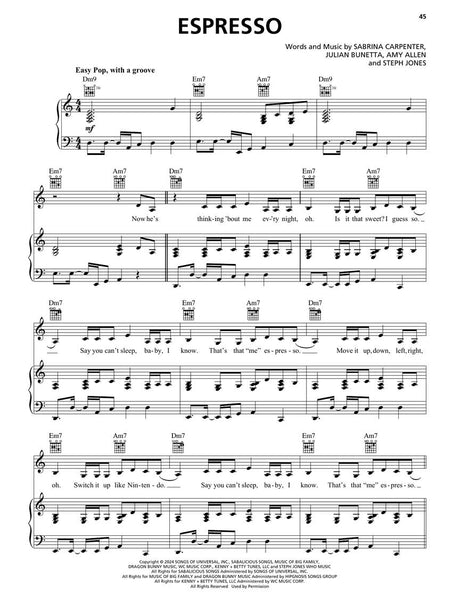 sabrina carpenter piano sheet music espresso