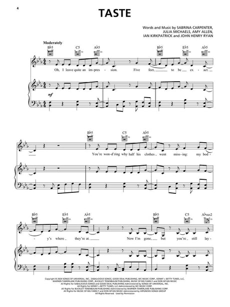 sabrina carpenter piano sheet music taste