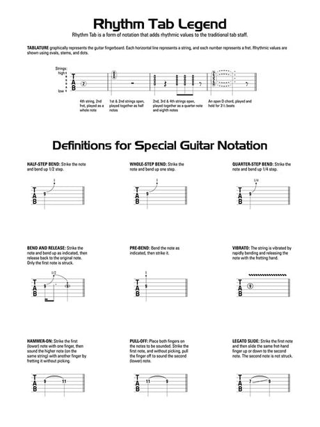 simple songs for easy guitar sheet music rhythmn tab legend