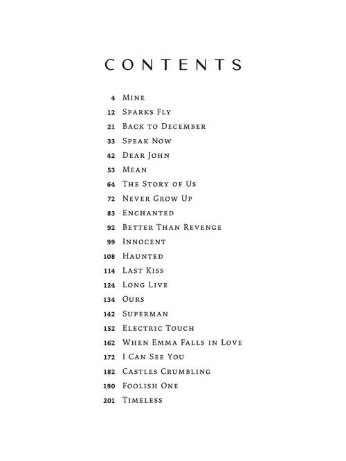 speak now taylor swift sheet music list of songs