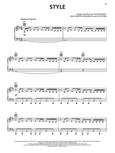 style piano sheet music for taylor swift