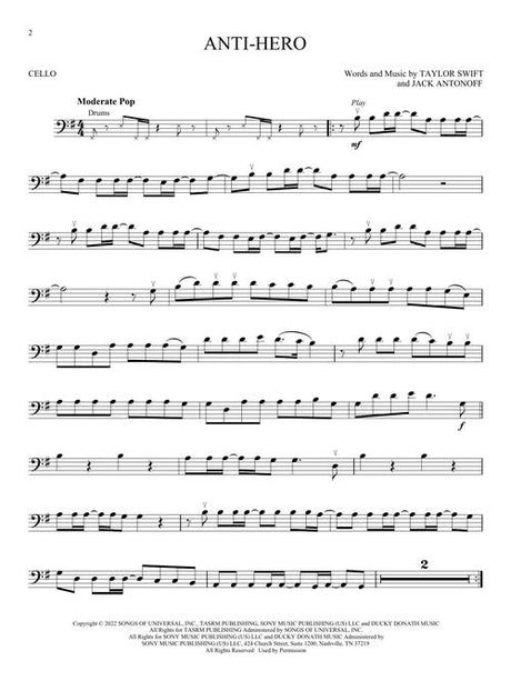 taylor swift anti hero sheet music cello