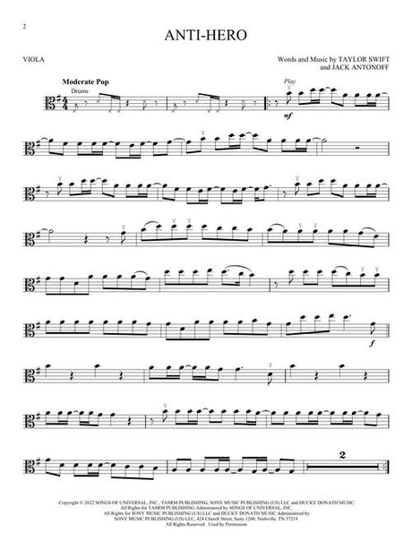 taylor swift anti hero sheet music for viola solo