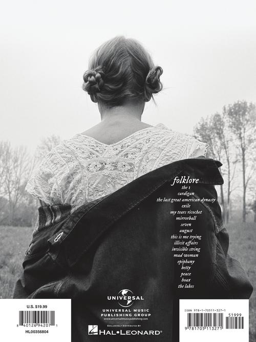 taylor swift folklore back cover for piano and vocal