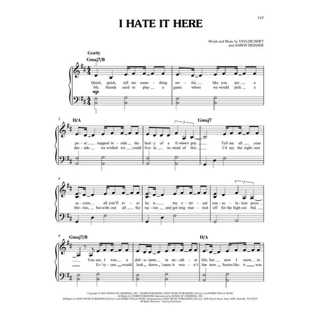 taylor swift I hate it here piano sheet music