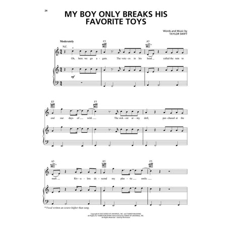 my boy only breaks his favorite toys sheet music from taylor swift