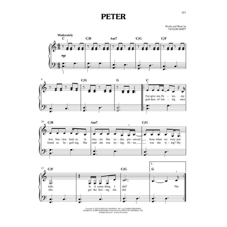 taylor swift peter sheet music for beginners