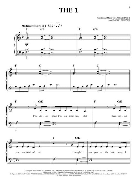 the 1 taylor swift songs piano sheet music for beginners