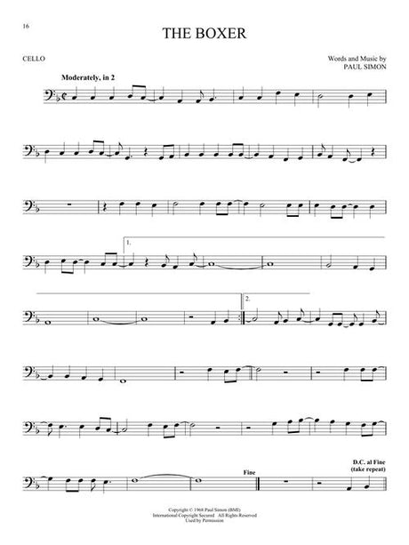 The boxer solo for cello sheet music