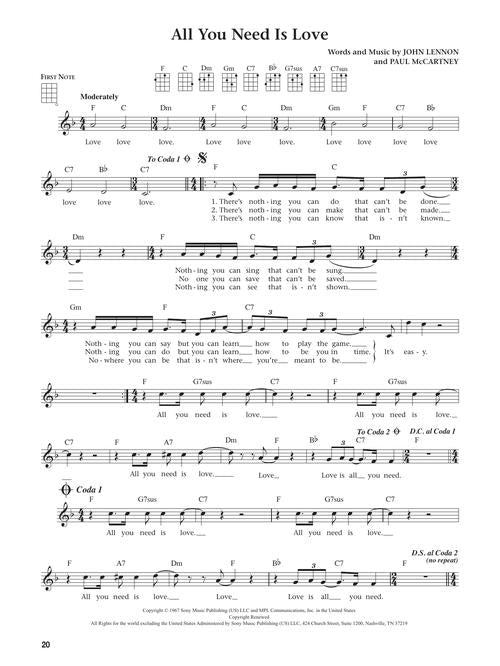 The daily ukulele songbook sheet music all you need is love