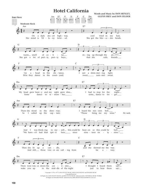 The daily ukulele songbook sheet music hotel california