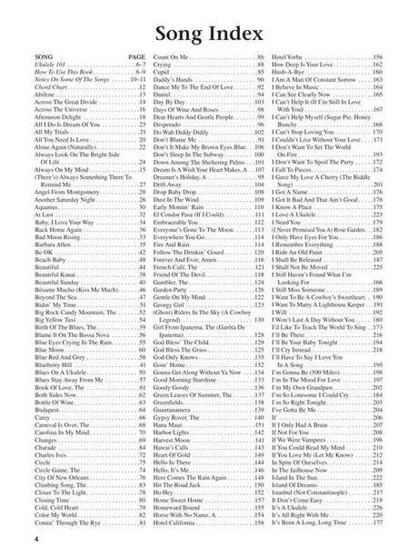 The daily ukulele songbook sheet music song index