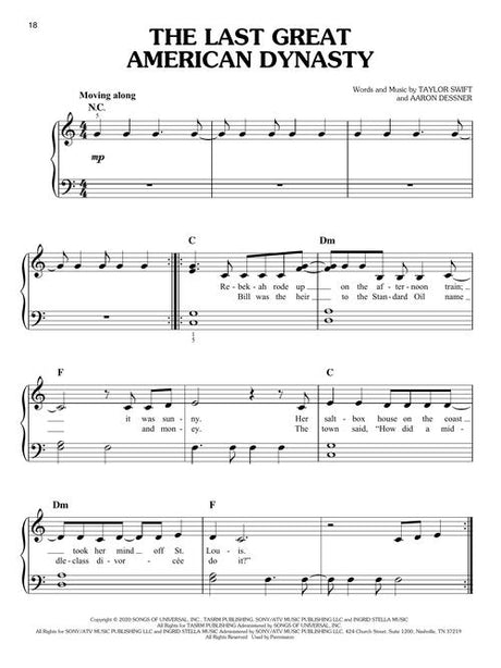 the last great american dynasty taylor swift sheet music