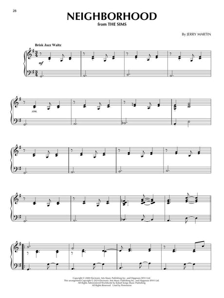 the sims video game piano sheet music neighborhood song