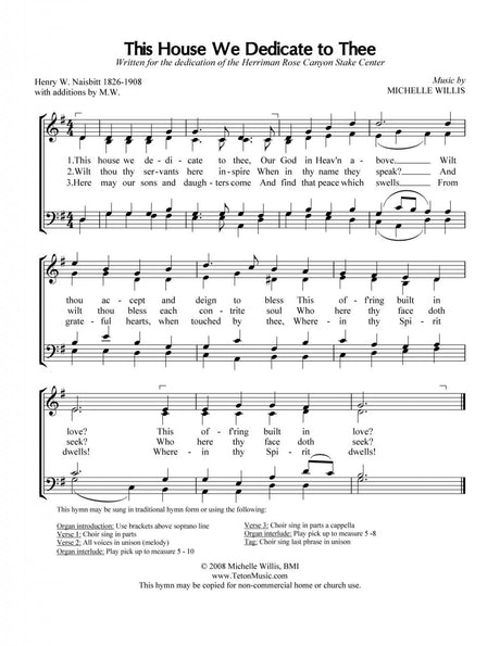 This House We Dedicate to Thee (SATB)