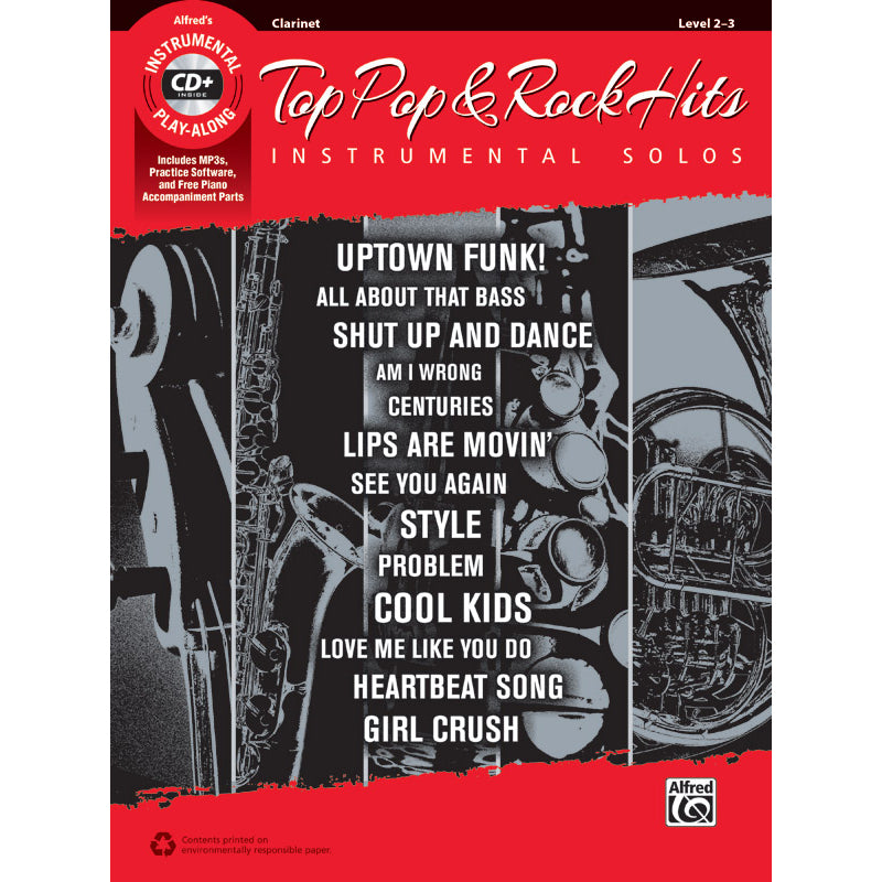 top pop rock hits sheet music for solo clarinet