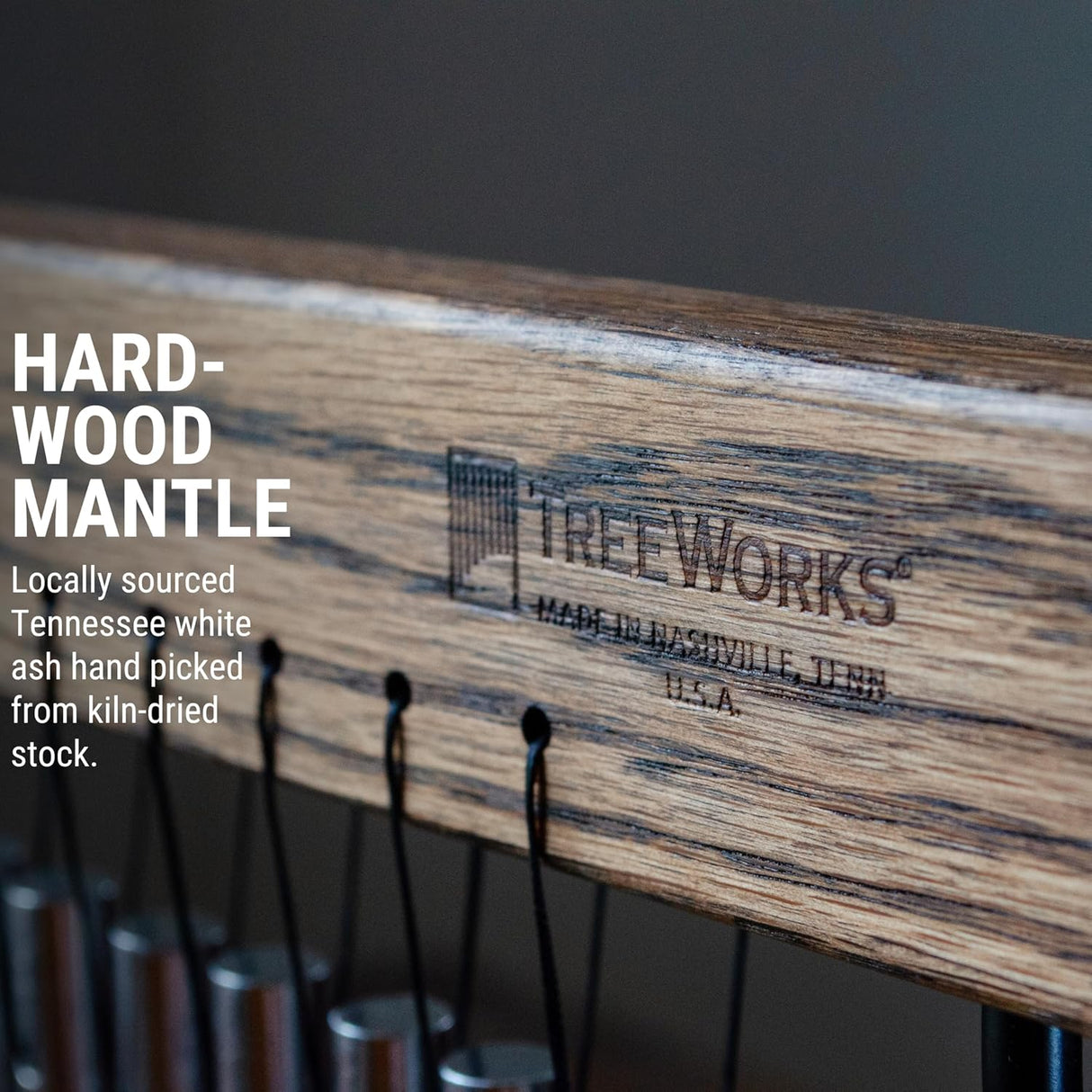 wood mantle on chimes bars from treeworks