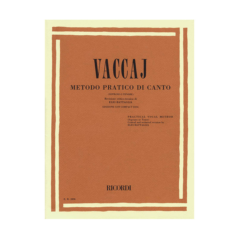 Vaccaj vocal method for soprano sheet music