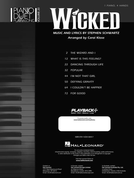 wicked sheet music for piano duet