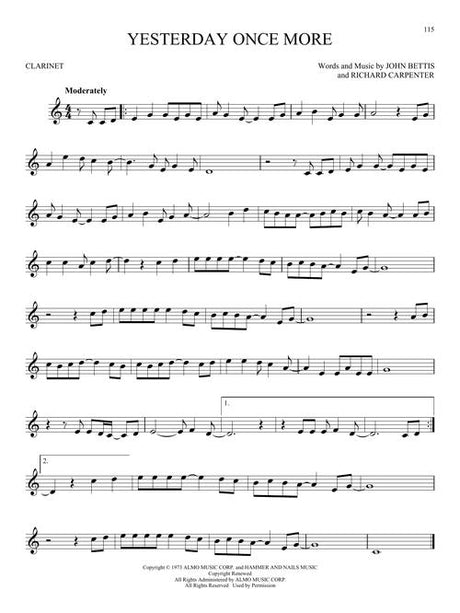 Yesterday once more solo clarinet sheet music